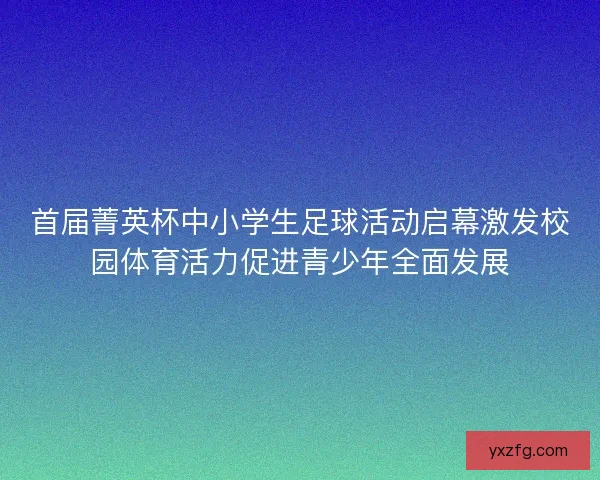 首届菁英杯中小学生足球活动启幕激发校园体育活力促进青少年全面发展 首届菁英杯中小学生足球活动启幕激发校园体育活力促进青少年全面发展